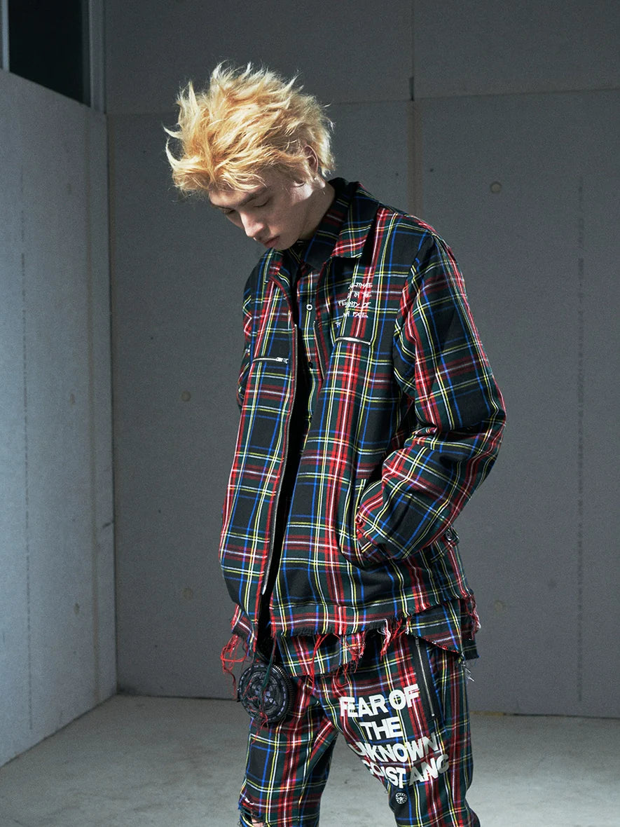 VENTUREK Tartan Check Embroidered Fringe Jacket