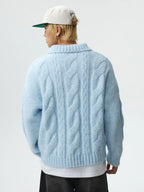 MEDM Cable Knit Half Zip Polo Sweater