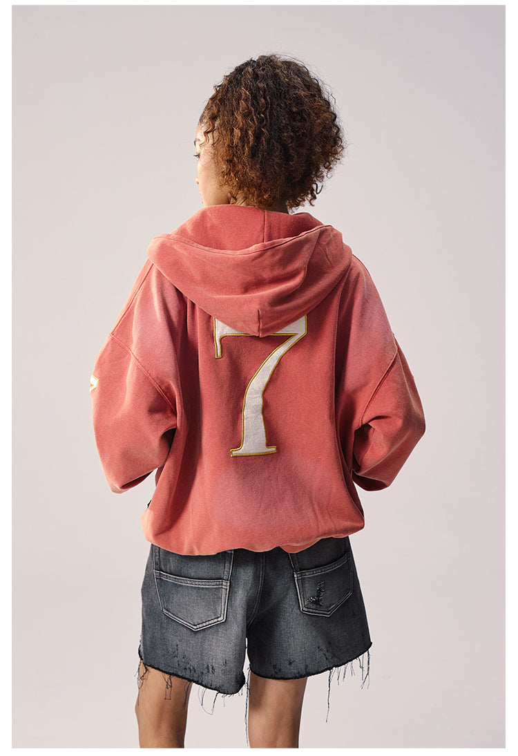 Remedy Washed Patch Embroidered Zip Up Hoodie