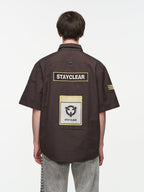 BLIND NO PLAN Badge Embroidered Short Sleeve Shirt