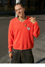STEEPC Wool Blend Heart Patch Knit Sweater