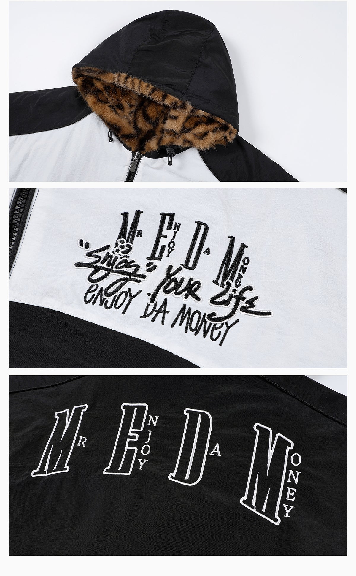 MEDM Reversible Leopard Fur Hooded Track Jacket