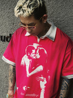 S45 Portrait Fake Two-Piece Dirty Water Washing Polo