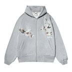JUST VIBE Lace Peace Dove Zip Up Hoodie