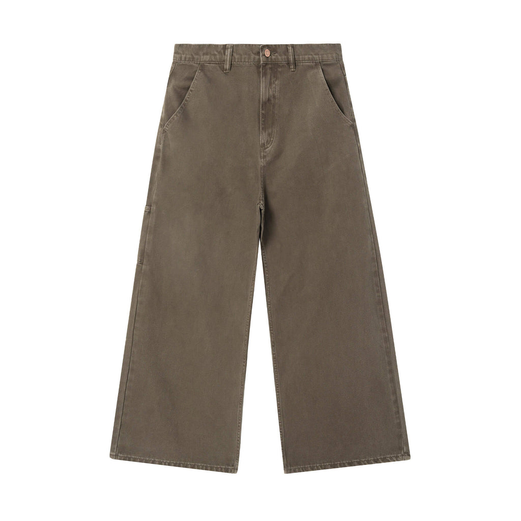JHYQ Coffee Brown Washed Work Jeans