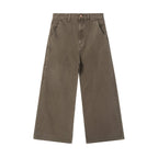 JHYQ Coffee Brown Washed Work Jeans
