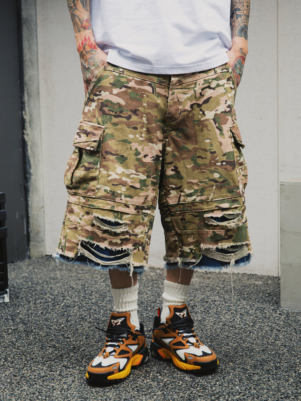 S45 Double Layer Destruction Camouflage Shorts
