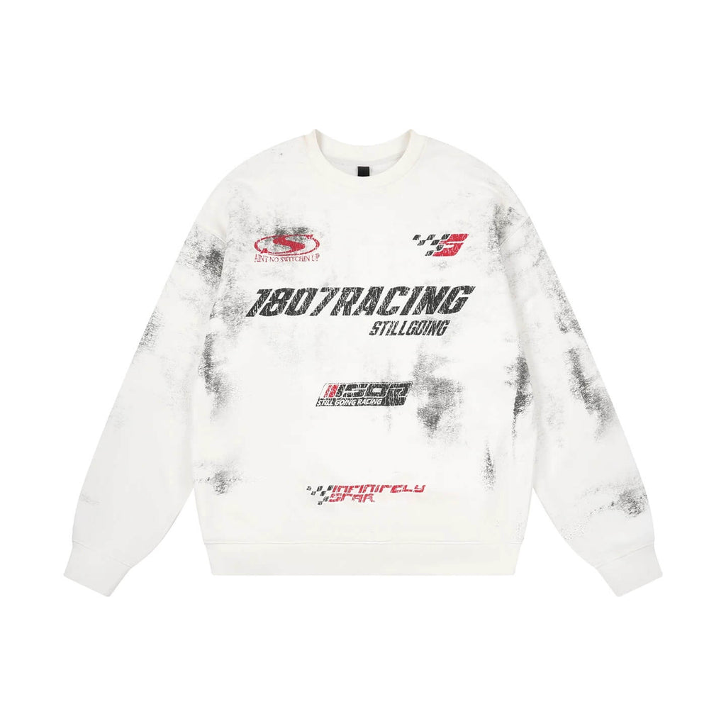 1807 Racing Vintage Printed Distressed Sweatshirt