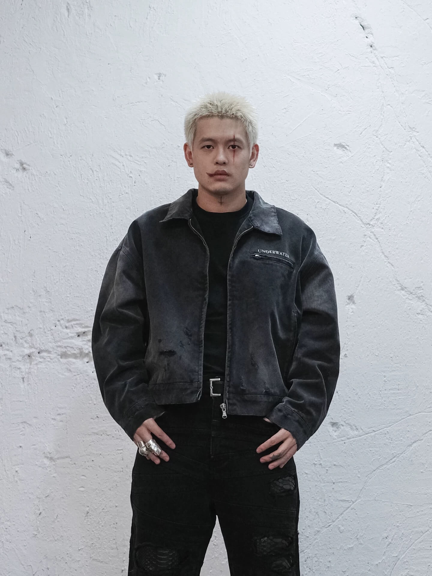 UNDERWATER Dying Art Gradient Washed Aged Detroit Jacket