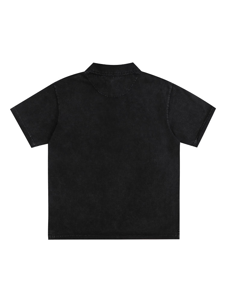 EVILKNIGHT(EK) Embroidered and Logo Printed Washed Polo