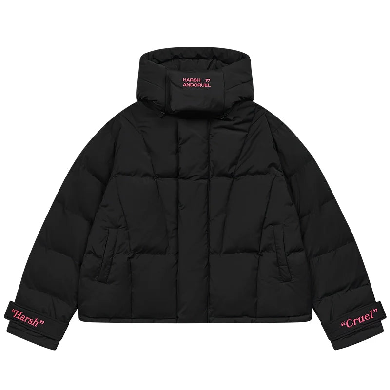 Harsh and Cruel Embroidered Logo Loose Sleeves Down Jacket
