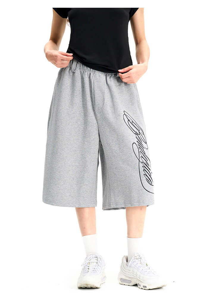 F3F Select Calligraphy Embroidered Baggy Sweat Shorts