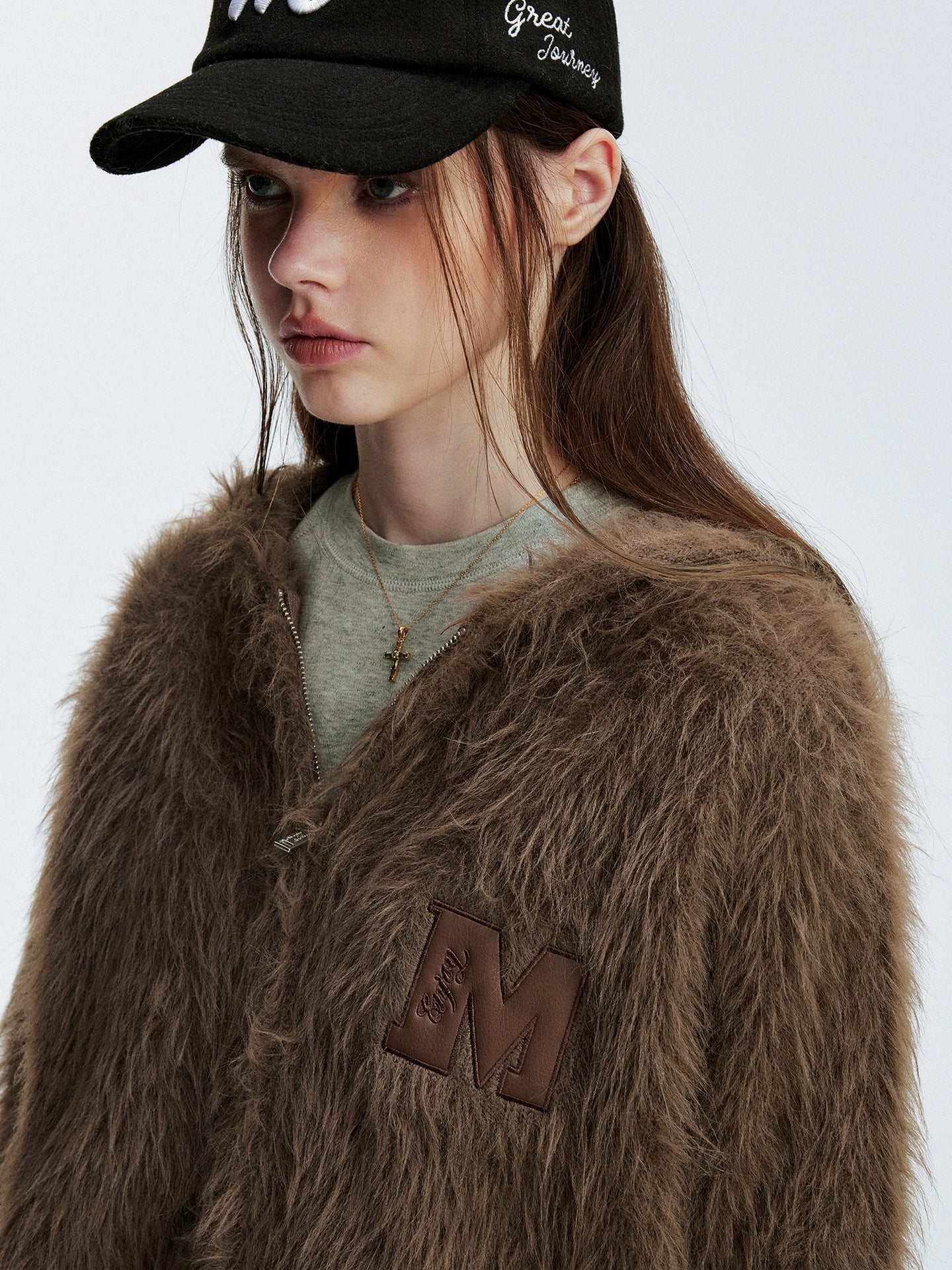 MEDM Mohair Hooded Zip Up Jacket
