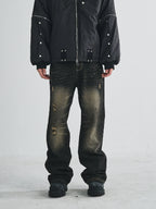 RUSURE Cat Whiskers Washed Jeans