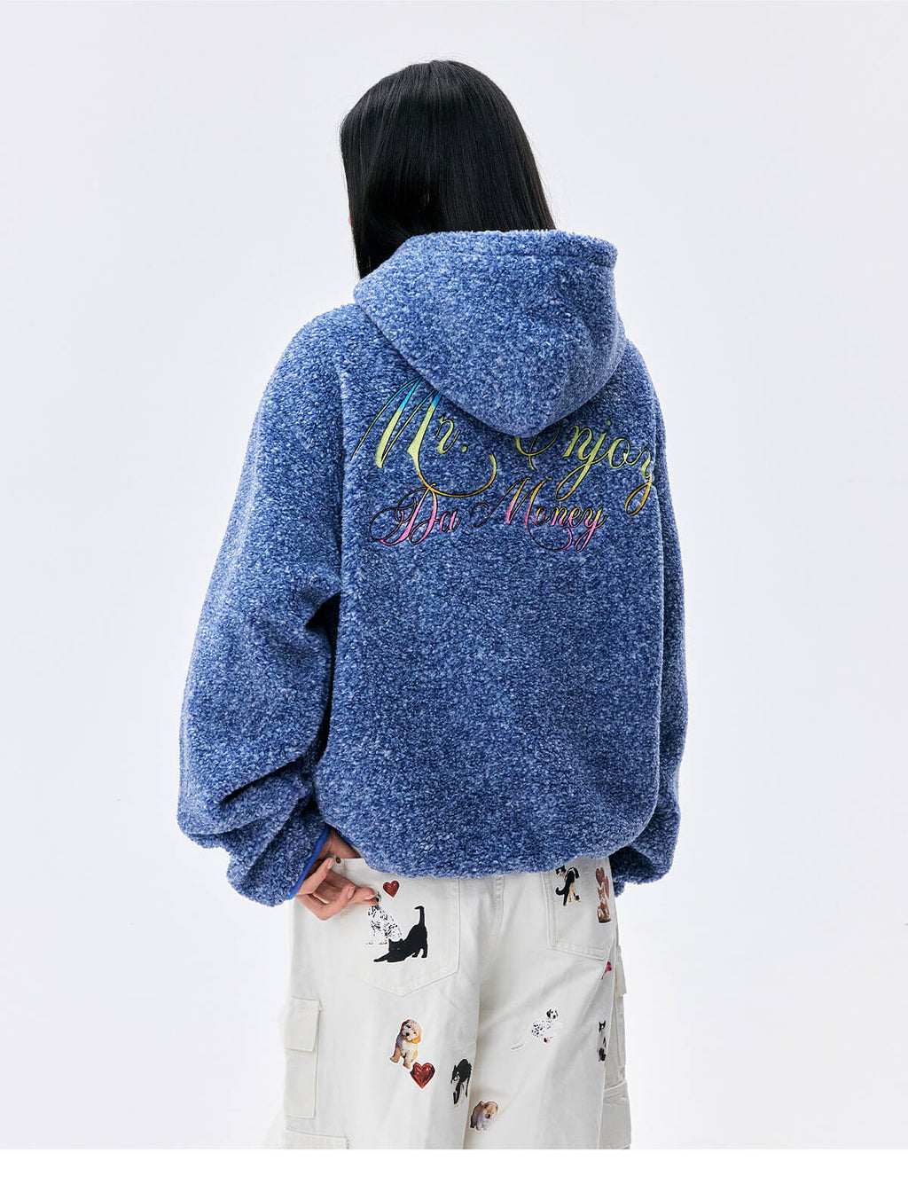 MEDM Gradient Embroidery Sherpa Fleece Hoodie