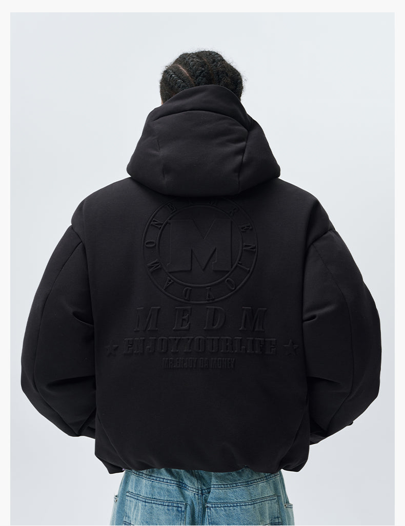 MEDM Embossed Logo Hooded Down Jacket