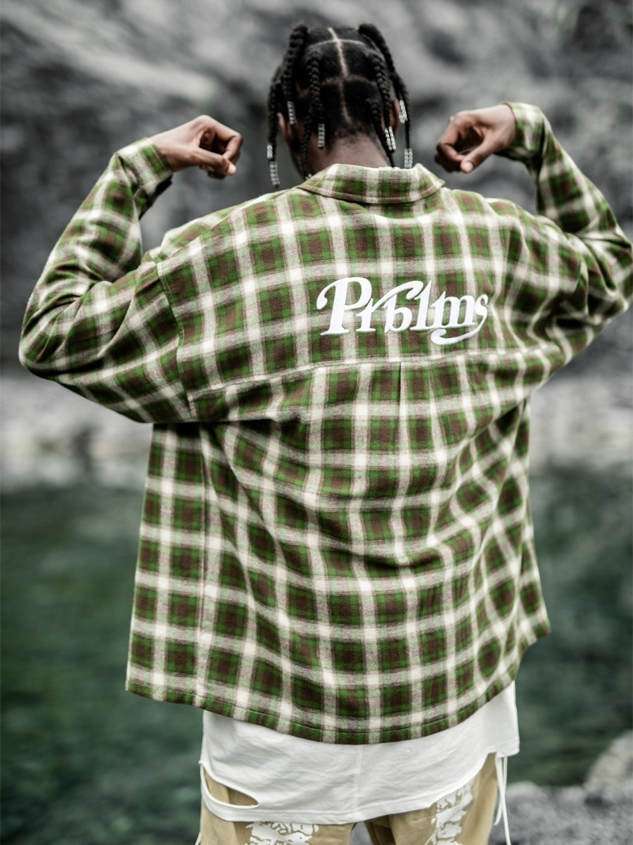 PRBLMS Plaid Patch Pocket  Long Sleeved Shirt
