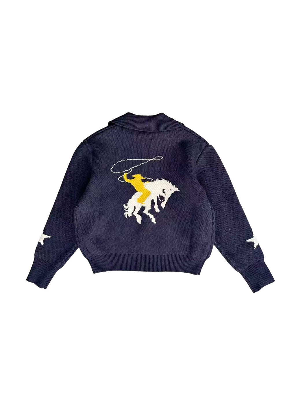 LIBERAFIT Cowboy Star Jacquard Zip Up Cowichan Cardigan