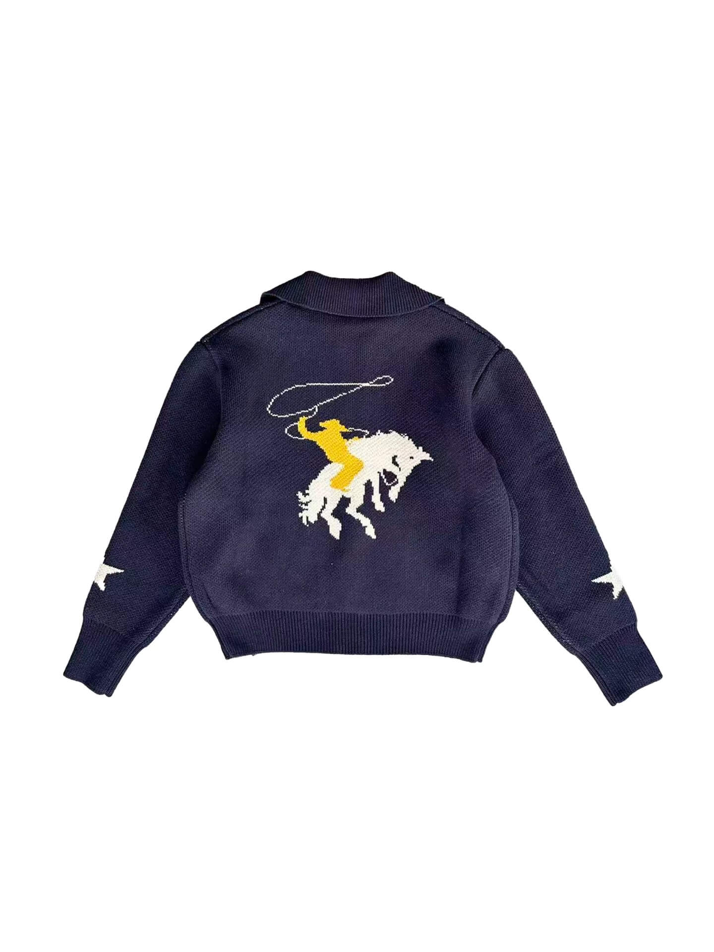 LIBERAFIT Cowboy Star Jacquard Zip Up Cowichan Cardigan