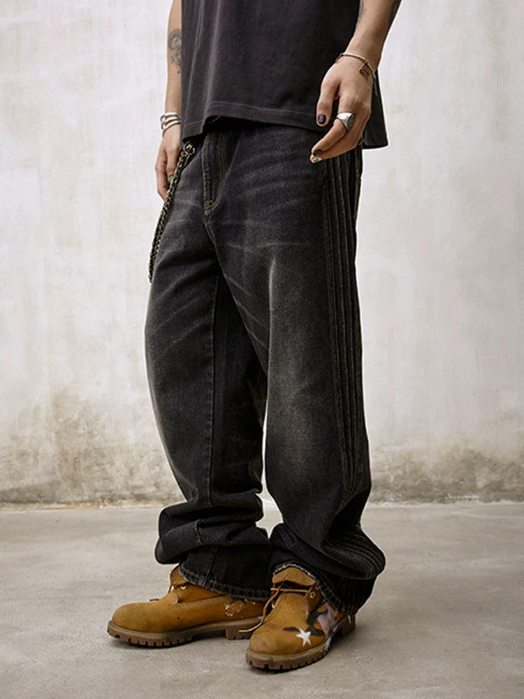 Remedy Double Layer Back Pocket Side Stitch Washed Jeans