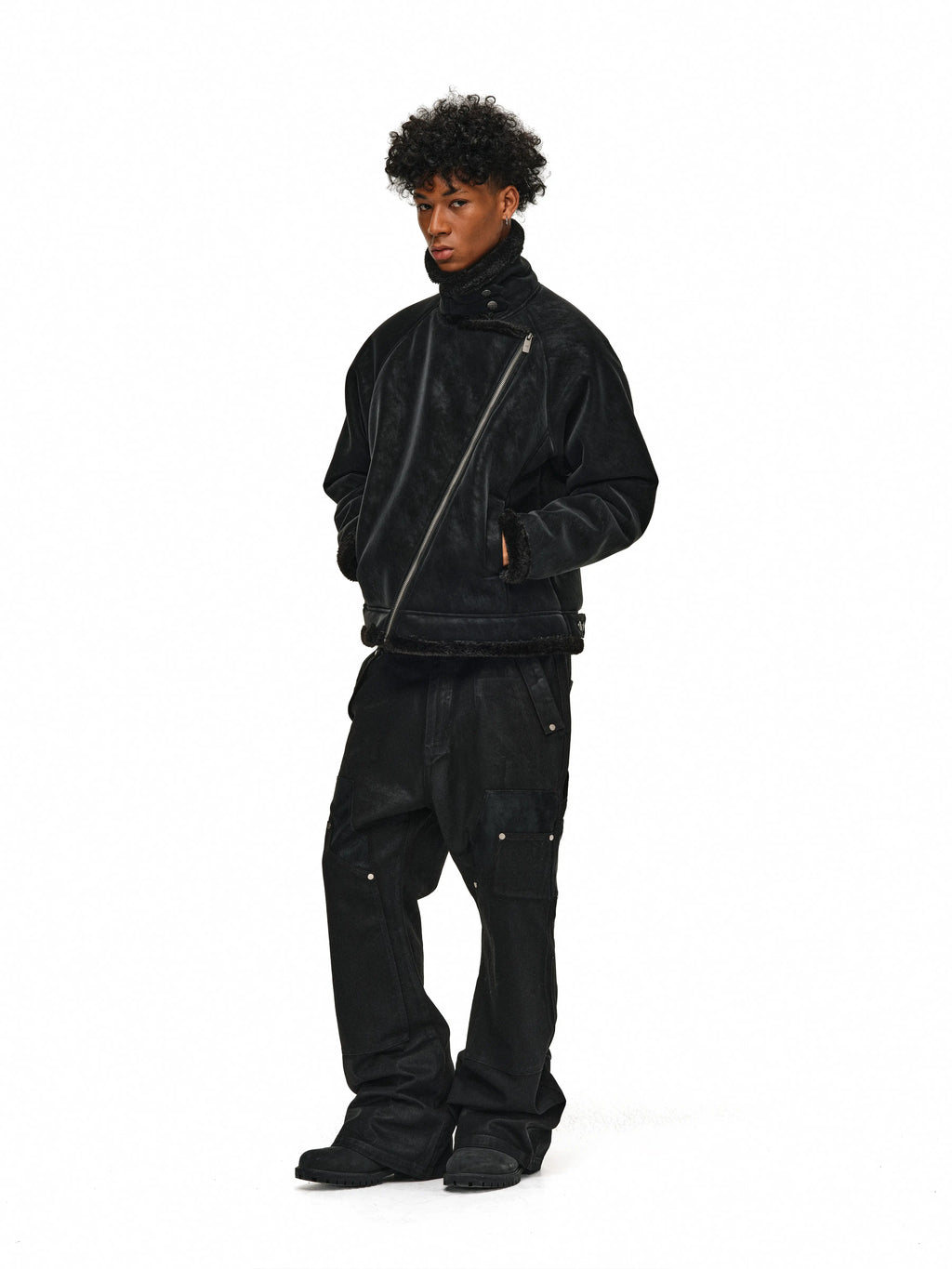 ANTIDOTE Faux Suede Double Rider Biker Jacket
