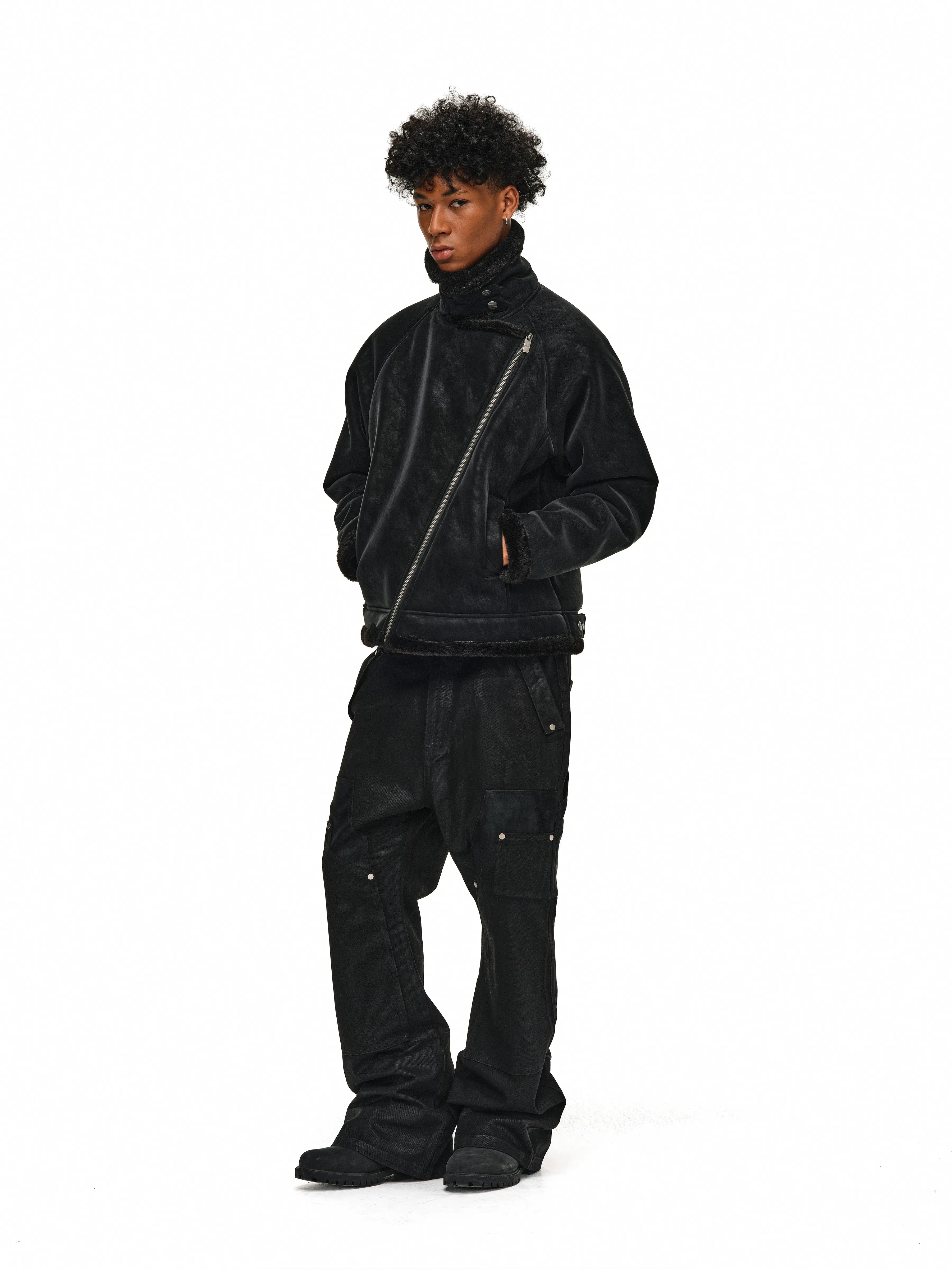 ANTIDOTE Faux Suede Double Rider Biker Jacket