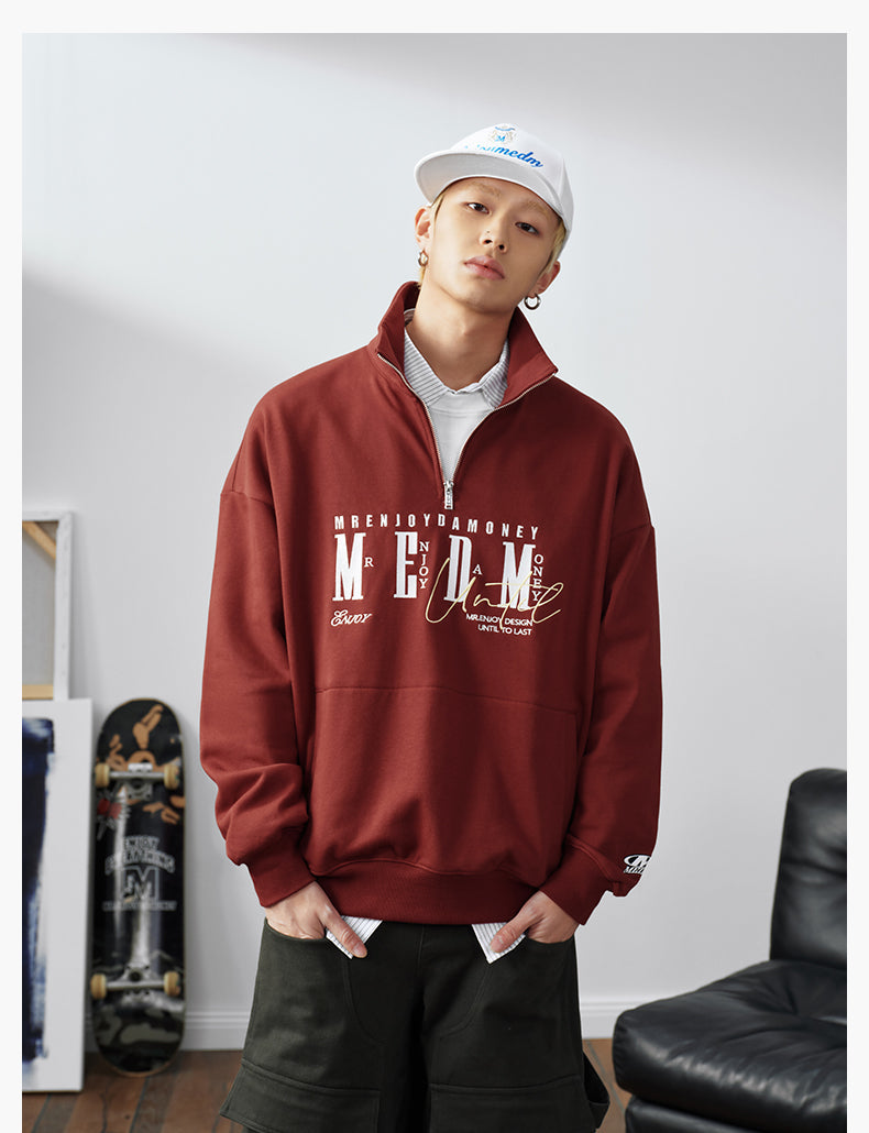MEDM Half-Zip Logo Embroidered Sweatshirt