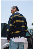 Remedy Striped Distressed Knit Sweater