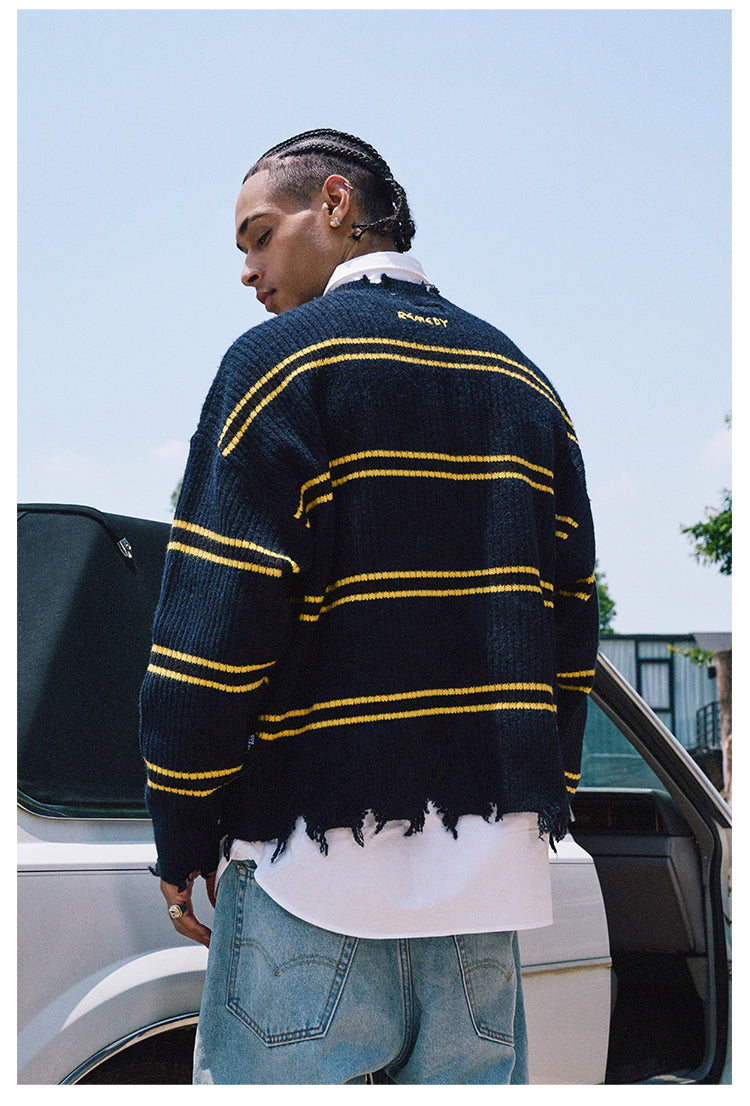 Remedy Striped Distressed Knit Sweater