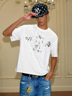 YADcrew Silver Logo Print All Over Rhinestone Tee