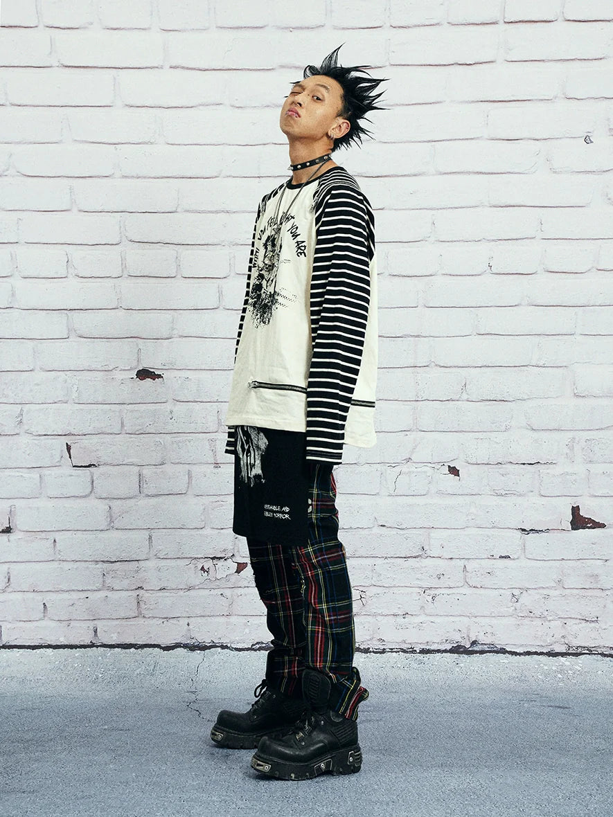 VENTUREK Multi Zipper Stripe Sleeve Raglan Long Sleeve Tee