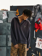 LIBERAFIT Sun Faded Washed Polo Sweatshirt
