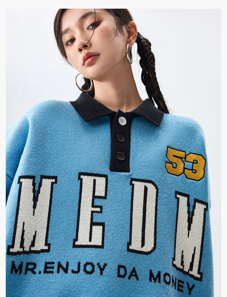 MEDM Patchwork Striped Elbow Knit Sweater