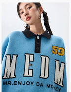 MEDM Patchwork Striped Elbow Knit Sweater