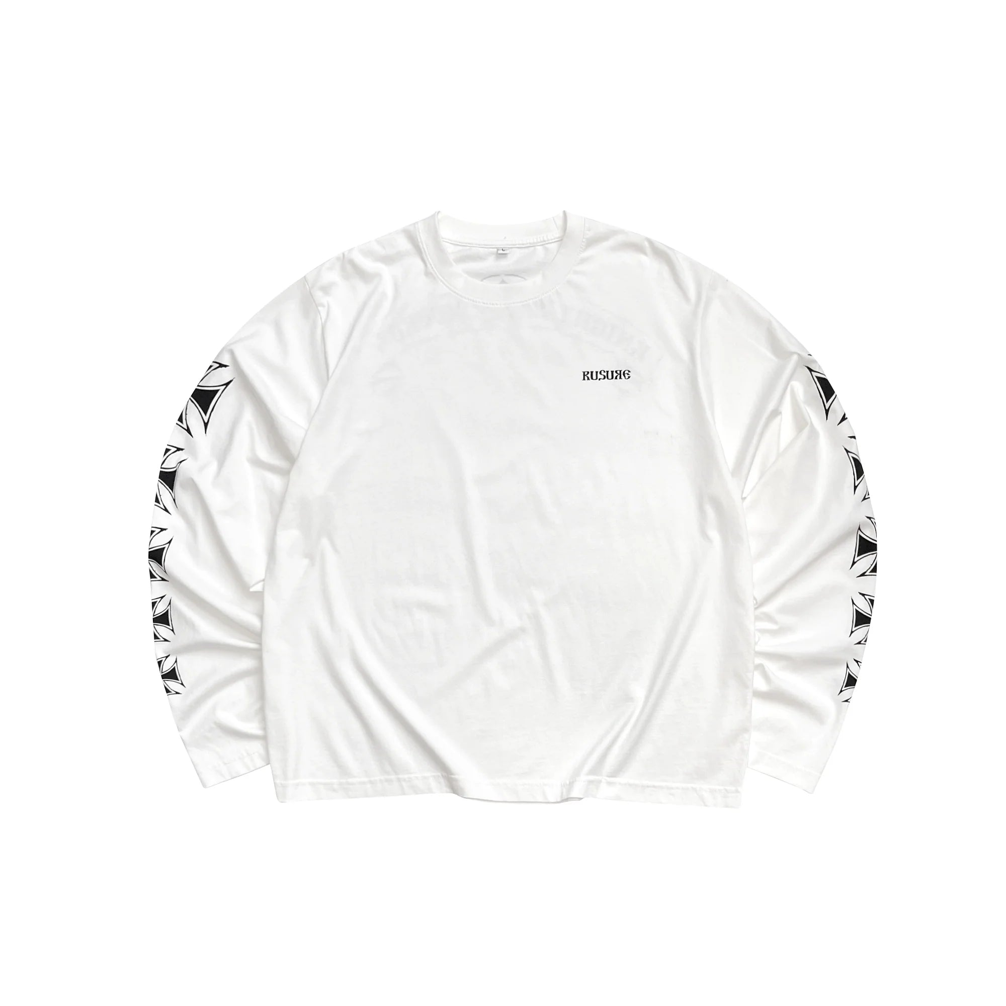 RUSURE Cross Logo Print Long Sleeve Tee