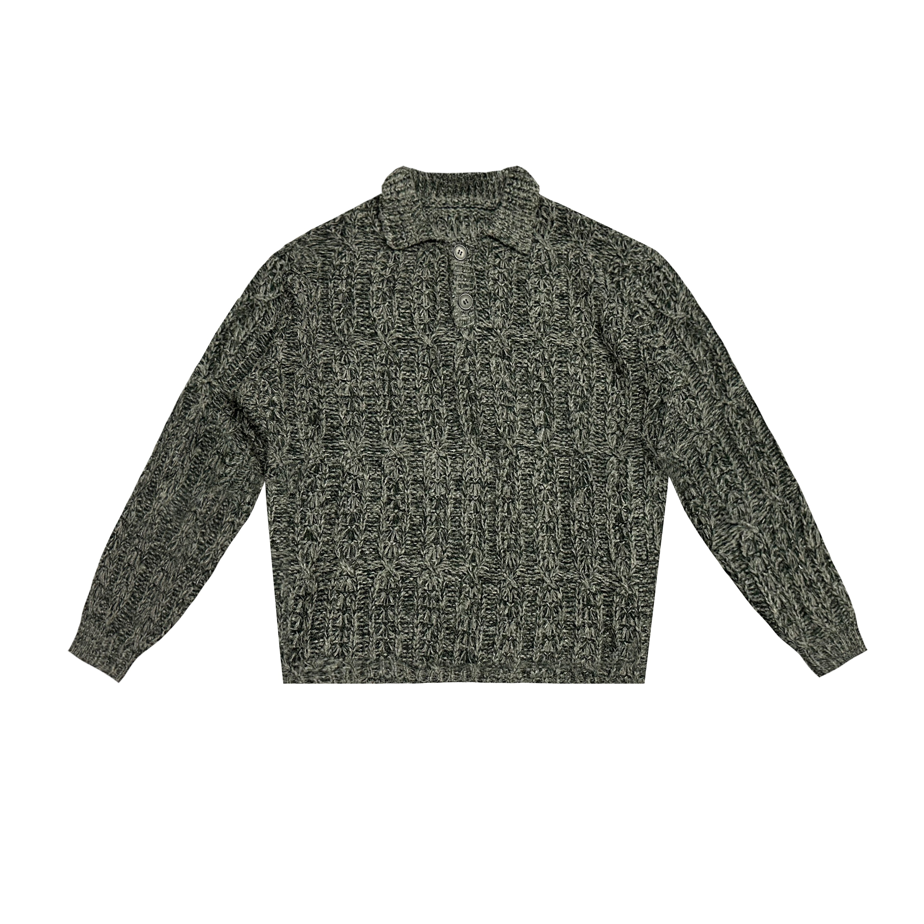 EMPTY REFERENCE Cutout Polo Knit Sweater
