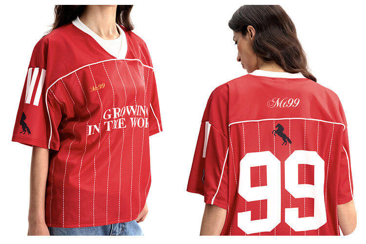 F3F Select Stitch Stripe Mesh V Neck Short Sleeve Soccer Jersey