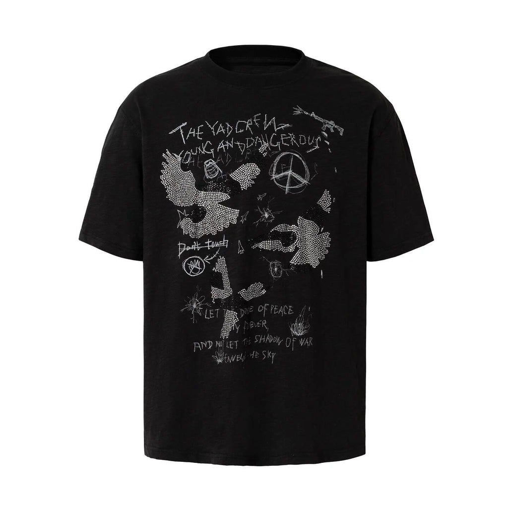 YADcrew Vintage Rhinestone Camo Dove Tee