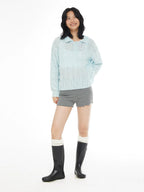 EMPTY REFERENCE Cutout Polo Knit Sweater