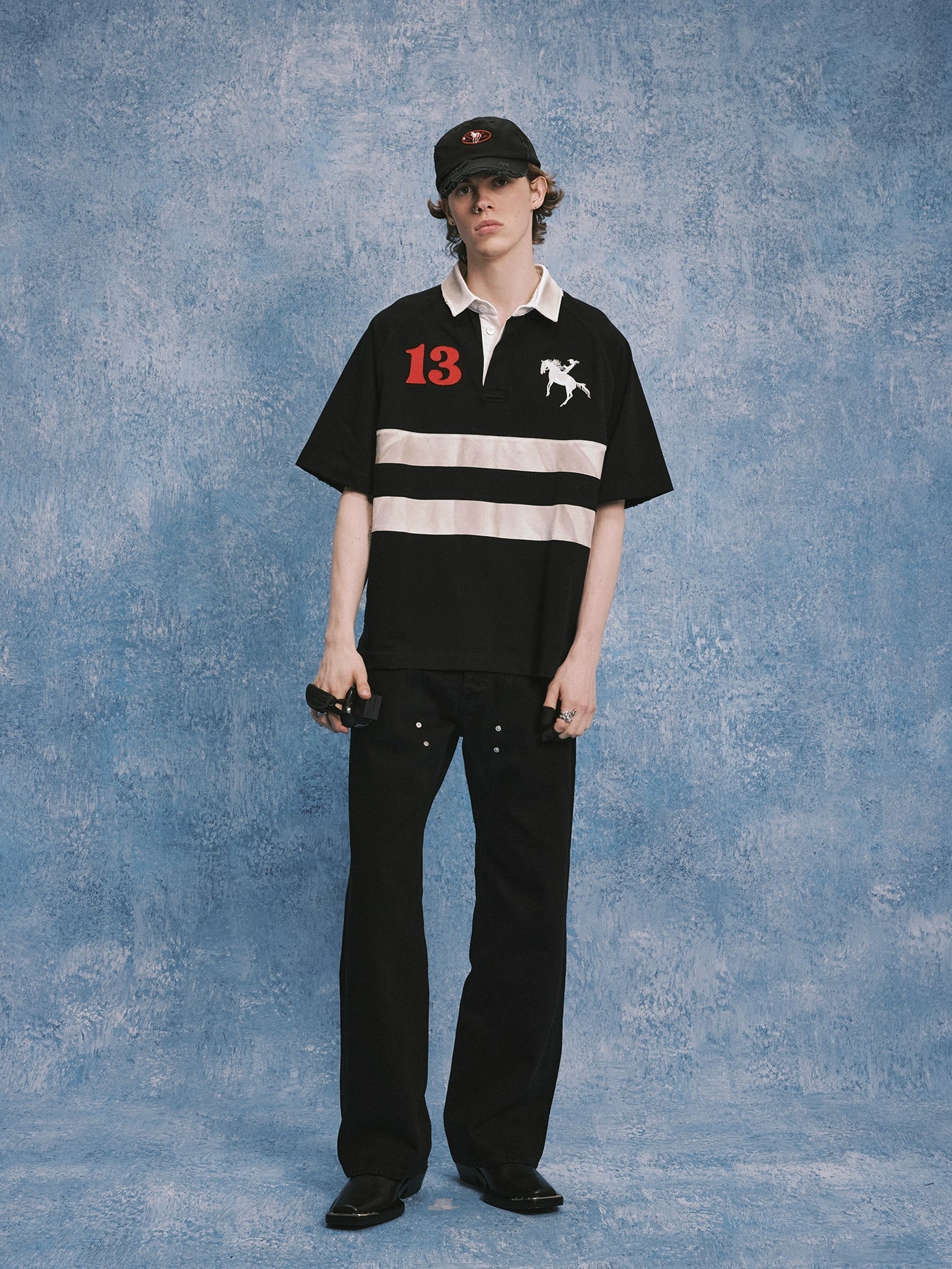 SOD Co. Patchwork Distressed Rugby Polo