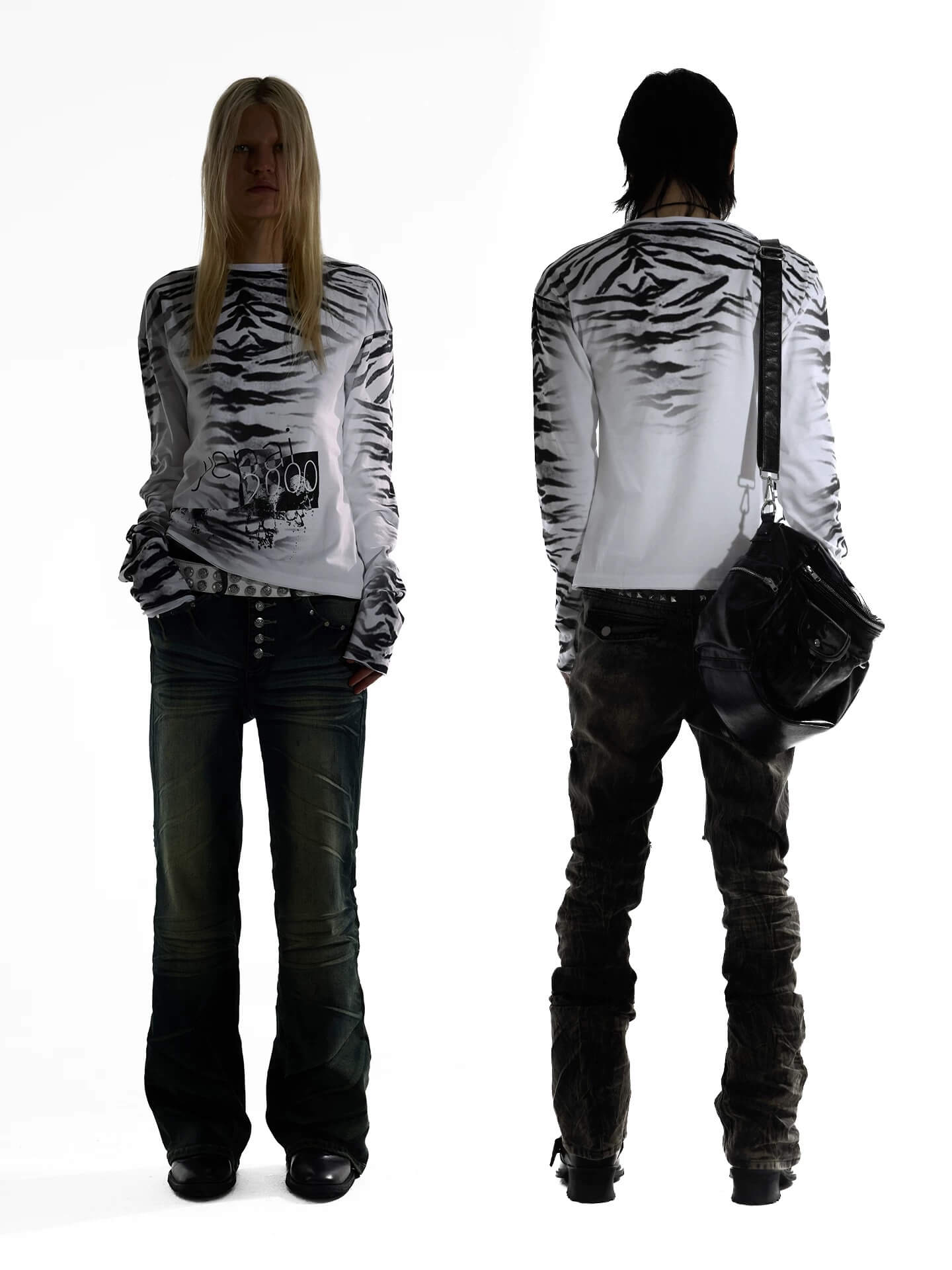 Night Lab Zebra Print Slim Fit Long Sleeve Tee