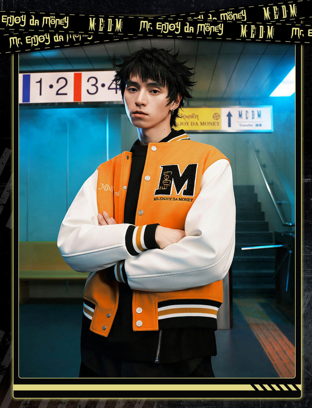 MEDM × Jujutsu Kaisen Character Patch Varsity Jacket