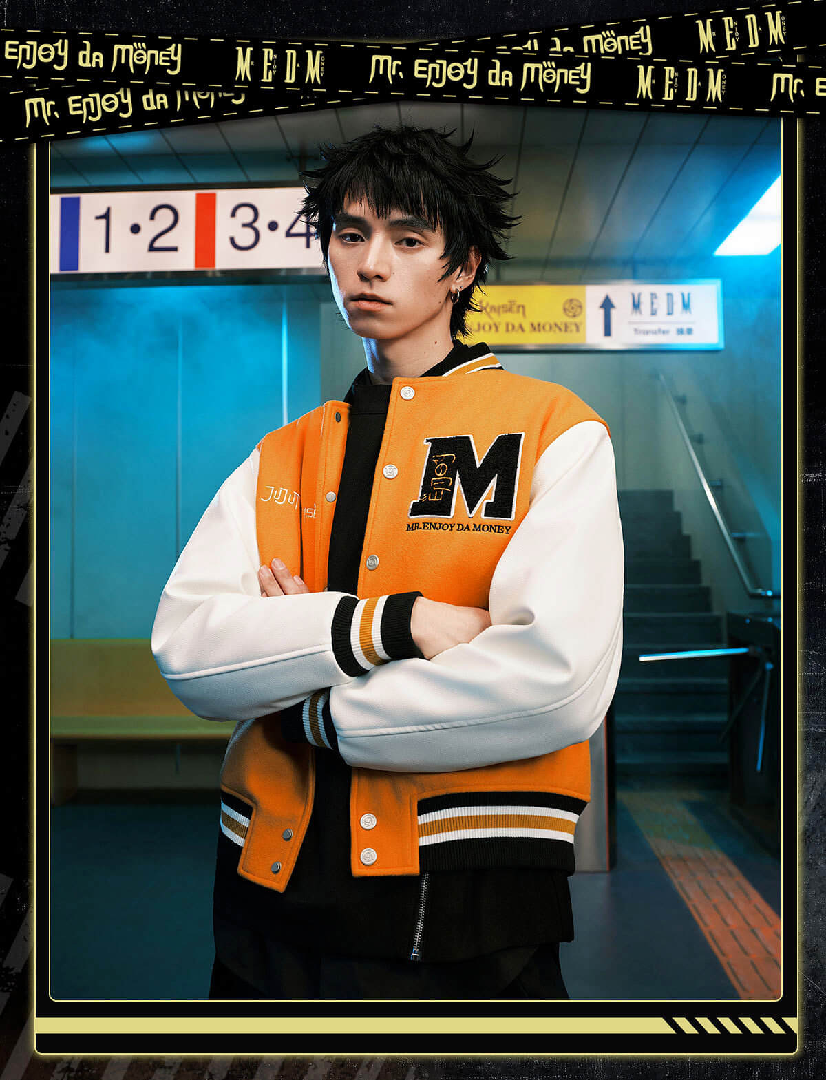MEDM × Jujutsu Kaisen Character Patch Varsity Jacket