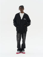 Harsh and Cruel Gothic Logo Printed Knit Sweater Cardigan