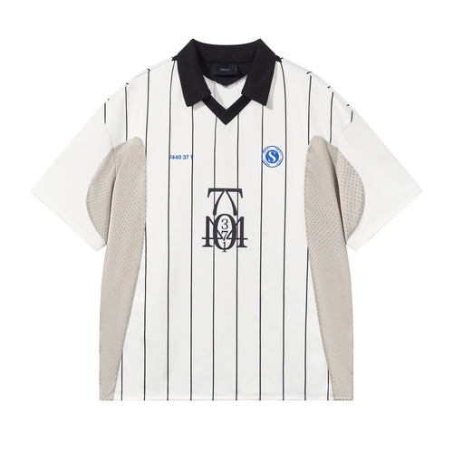 7440 37 1 Colorblocked "7" Stripe Printed Soccer Jersey Uniform Polo Shirt