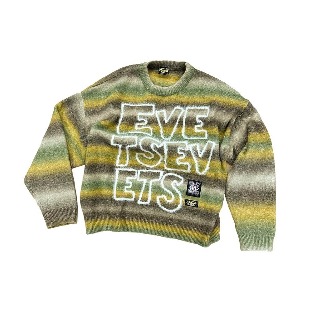 EVETS Gradient Stripe Fuzzy Knit Sweater