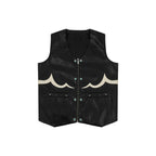 ANTIDOTE Turquoise Studded Western PU Leather Biker Vest