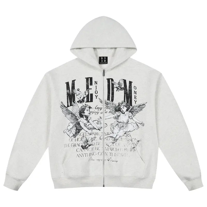 MEDM Angel Patch Zip Up Hoodie