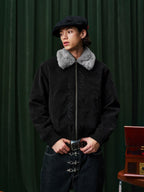 YADcrew Fur Collar Fleece Lined Bomber Jacket
