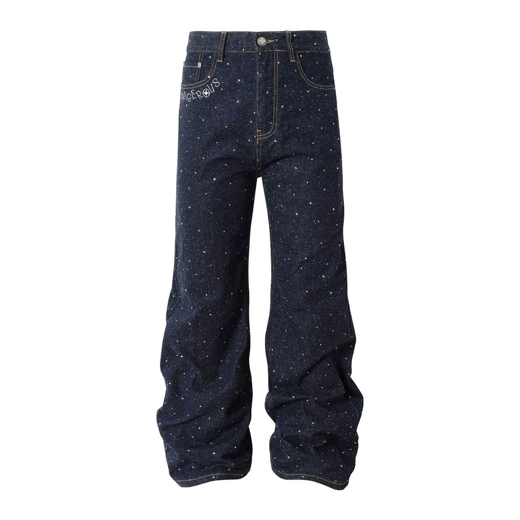 YADcrew All Over Starry Rhinestone Loose Fit Jeans